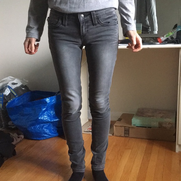 Gray Low Rise Skinny Jeans - Picture 3 of 4